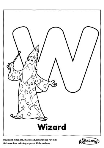 Download Free Alphabet Coloring W and educational activity worksheets
