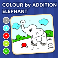 Color By Addition Elephant