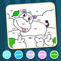 Color By Word Hippopotamus