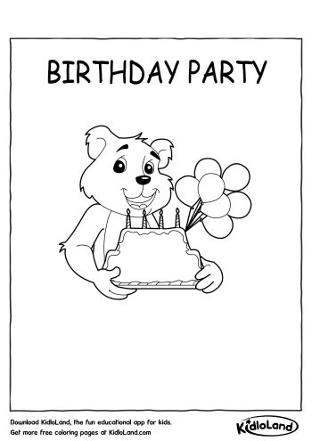 Download Free Birthday Party Coloring Page and educational activity ...
