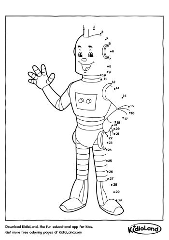 Robot dot to dot  Free Printable Coloring Pages